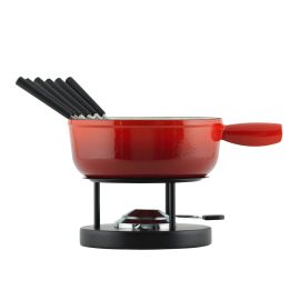 Cheese Fondue Set induction cast iron red 24cm